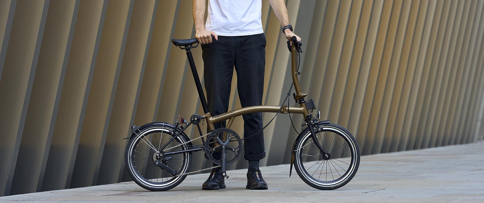 A man riding a Brompton P Line