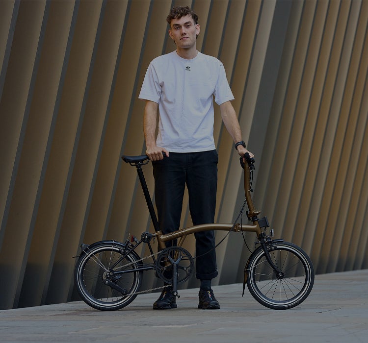 A man riding a Brompton P Line