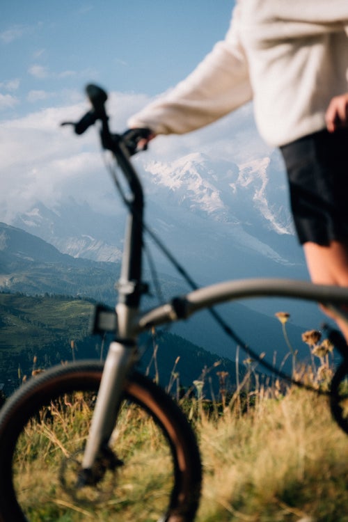 brompton g line against a mountainous backdrop