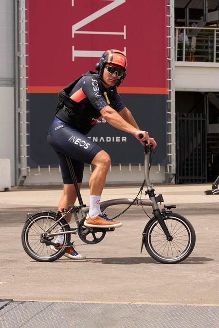 ben riding ineos britannia t line brompton bike 