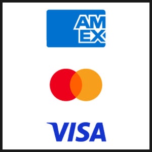 Amex, Visa and Mastercard logos