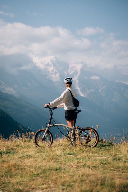 brompton g line against a mountainous backdrop