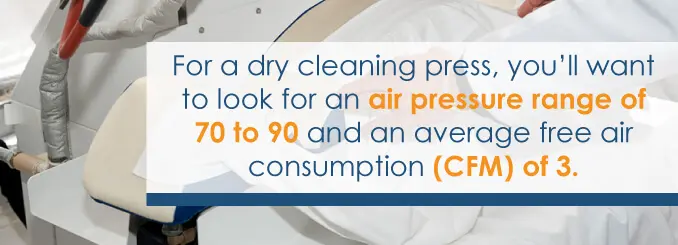 air pressure range for dry cleaning press
